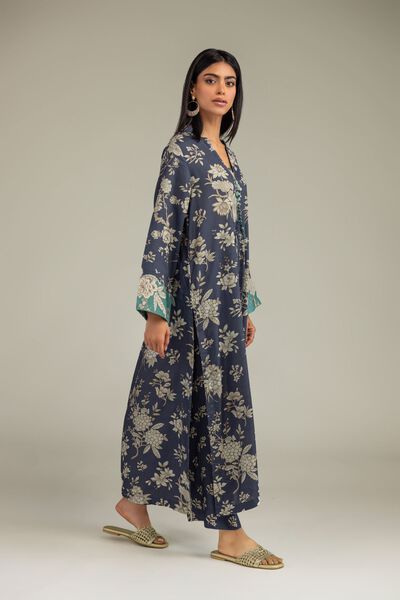 Printed | Raw Silk | Floral Navy Pants | AED 150.00