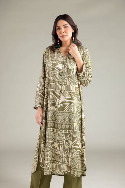 Printed | Viscose | Long V-Neck Kurta | AED 130.00