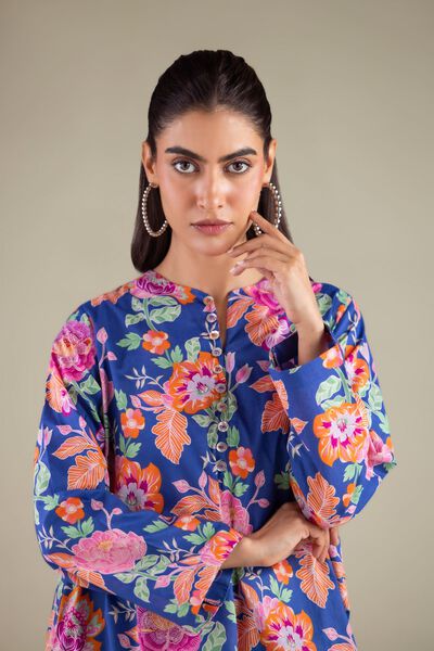 Printed | Cambric | Floral Button Kurta | AED 130.00