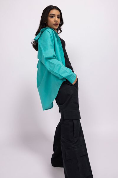 Drop Shoulder Button Down Shirt