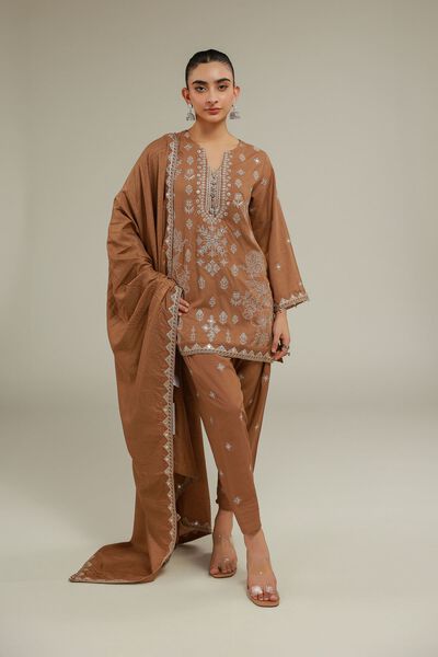 Embroidered | Raw Silk | Floral Straight Shalwar | AED 65.00