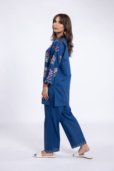 Embroidered | Crosshatch Poplin | Pants | AED 24.00