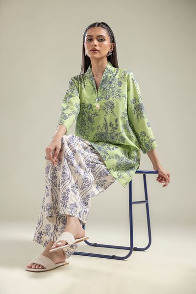 Printed | Cotton Dobby | Green Floral Kurta | AED 100.00