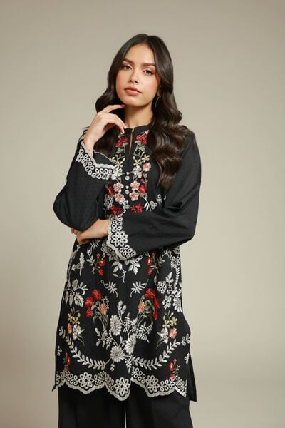Embroidered | Cotton Dobby | Black Tailored Set | AED 230.00