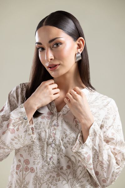 Printed | Cotton Viscose | Floral V-Neck Kurta | AED 130.00