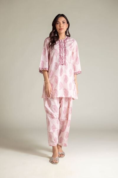 Embroidered | Cambric | Paisley Pink Shalwar | AED 100.00