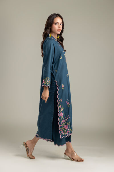 Embroidered | Textured Cotton | Pants | AED 130.00