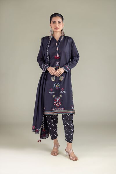 Embroidered | Cambric | Straight Dotted Shalwar | AED 80.00