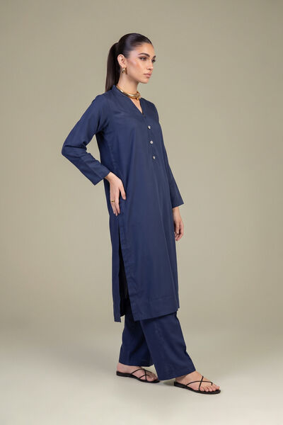 Dyed | Raw Silk | Solid Navy Pants | AED 130.00