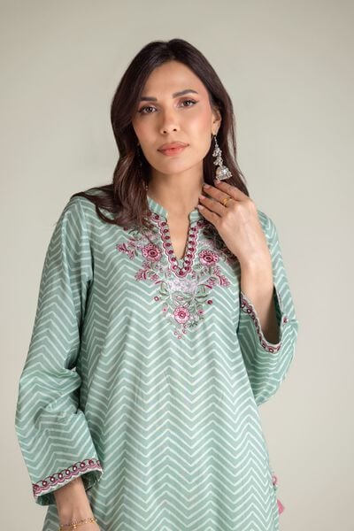 Embroidered | Cambric | Mint Cambric Kurta | AED 130.00