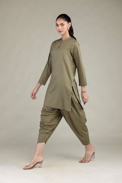 Dyed | Cotton Viscose | Solid Olive Shalwar | AED 130.00