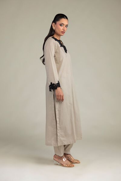 Embroidered | Cambric | Beige Dotted Shalwar | AED 130.00