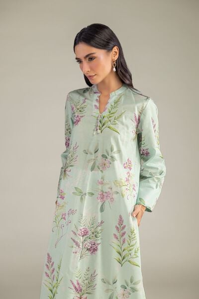 Printed | Cambric | Mint Long Kurta | AED 150.00
