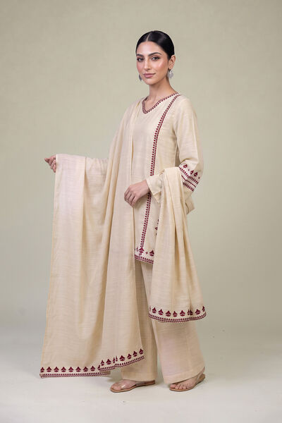 Embroidered | Light Khaddar | Floral Beige Dupatta | AED 150.00