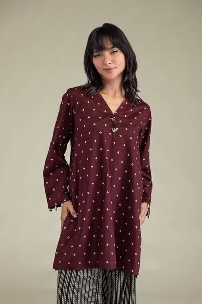 Printed | Cambric | Short V-Neck Kurta | AED 100.00
