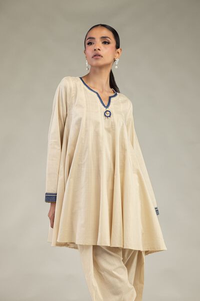 Textured Cotton | Embroidered | Short Cotton Kurta  | AED 54.00