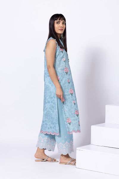 Embroidered | Crosshatch Poplin | Pants | AED 40.00