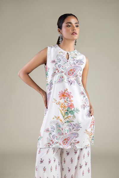 Embroidered | Viscose | Floral Sleeveless Kurta | AED 150.00