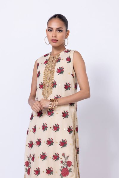 Embroidered | Polyester Crinkle Chiffon | Kurta | AED 120.00