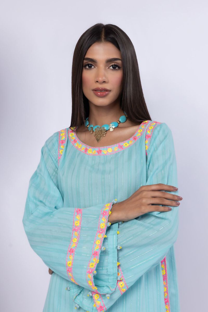 Embroidered | Lurex Stripes | Kurta | AED 180.00