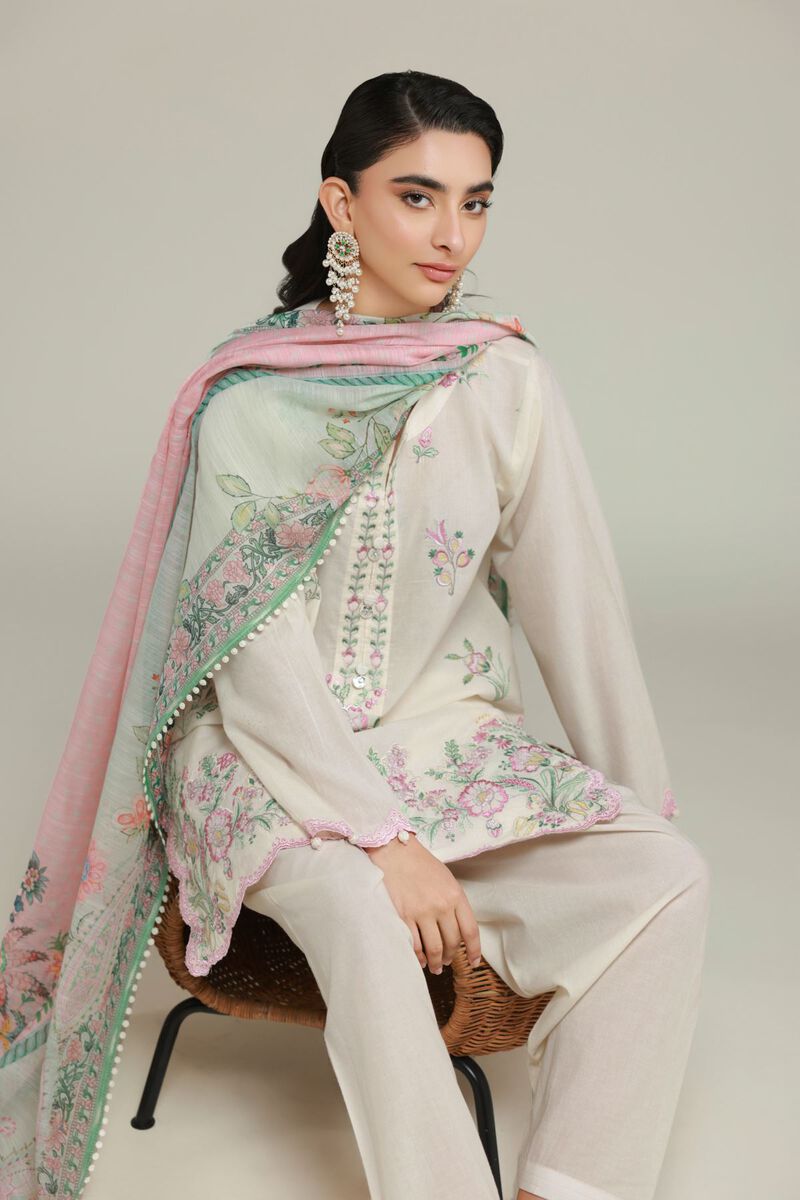 Embroidered | Cambric | Fabrics 3 Piece | null