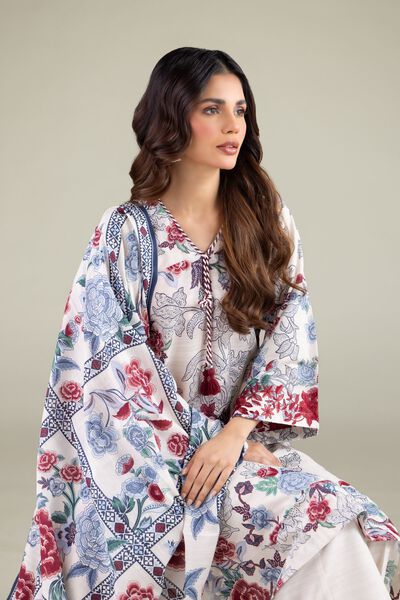 Embroidered | Textured Cotton | Floral Geometric Dupatta | AED 100.00