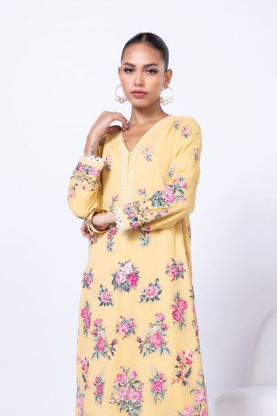 Embroidered | Polyester Crinkle Chiffon | Kurta | AED 120.00