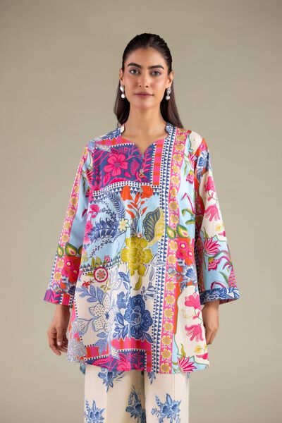 Printed | Cambric | Floral V-Neck Kurta | AED 100.00