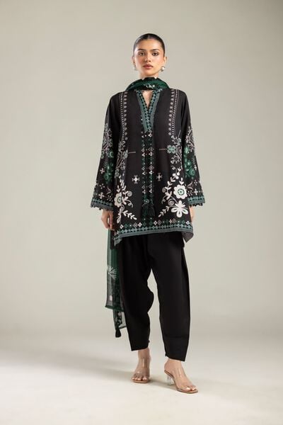 Embroidered | Raw Silk | Black Silk Shalwar | AED 30.00