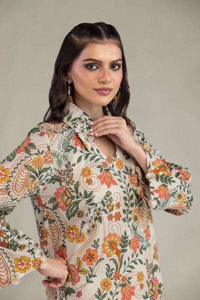 Printed | Cambric | Floral Cambric Kurta | AED 100.00