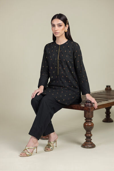 Embroidered | Cambric | Black Cambric Kurta | AED 180.00