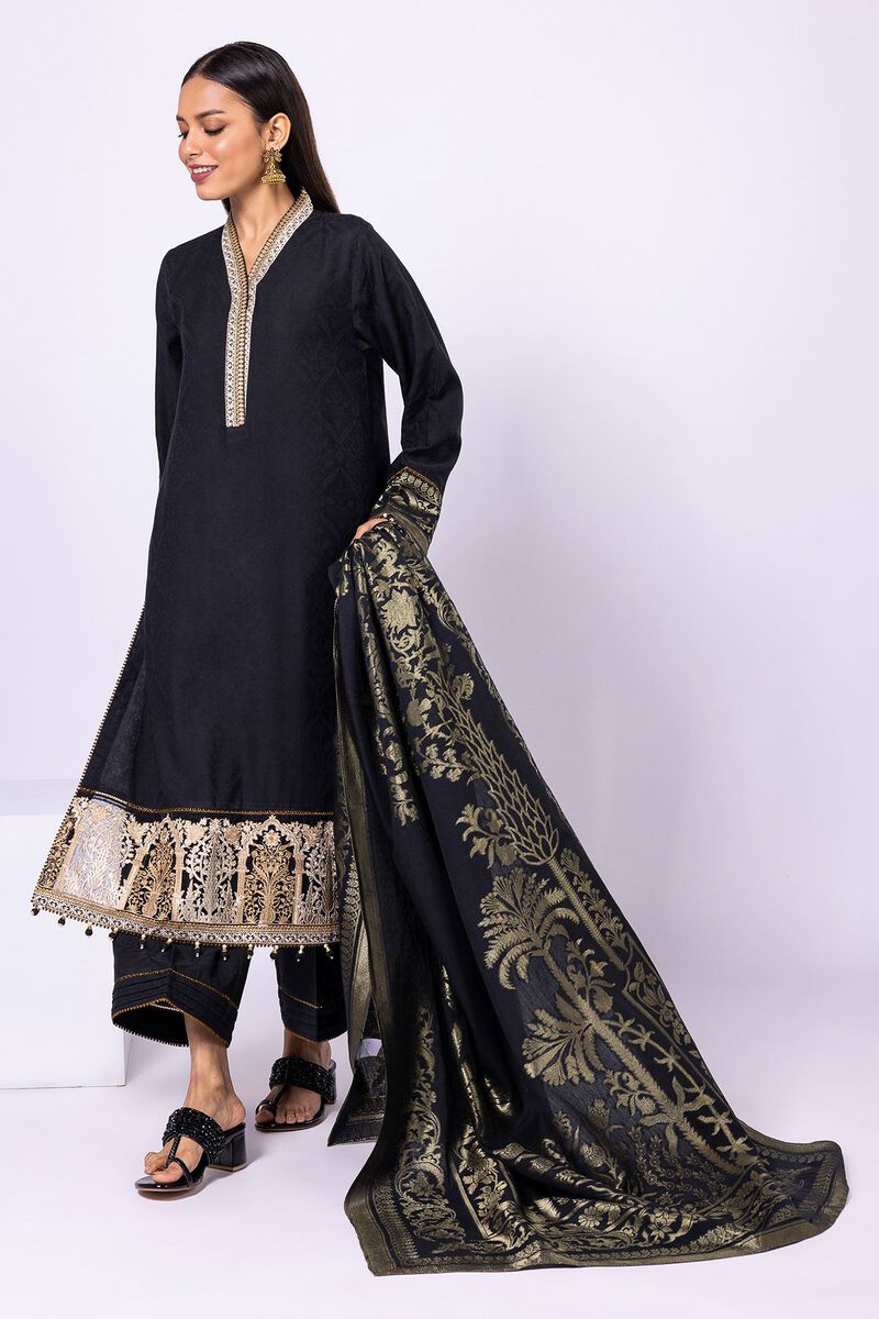 Embroidered | Cotton Satin Jacquard | Fabrics 3 Piece | null