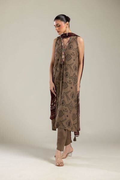 Embroidered | Raw Silk | Silk Brown Shalwar | AED 39.00