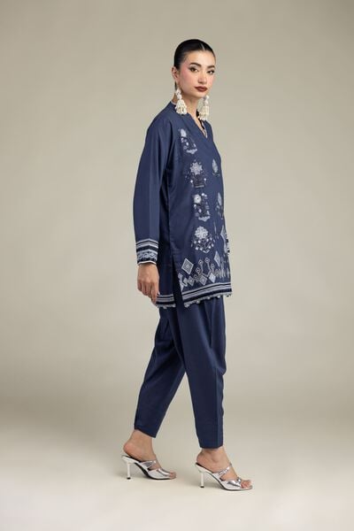 Embroidered | Raw Silk | Silk Navy Shalwar | AED 39.00