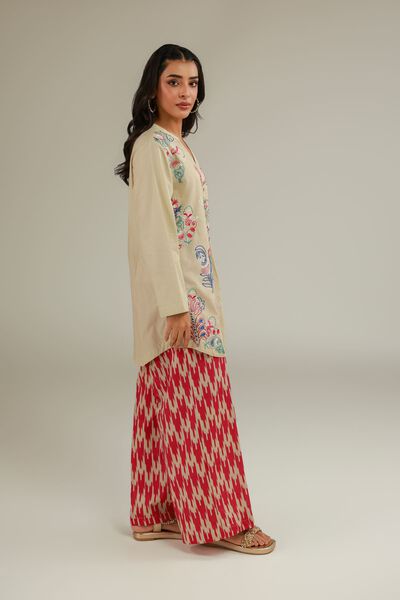 Embroidered | Cotton Dobby | Red Summer Pants | AED 80.00