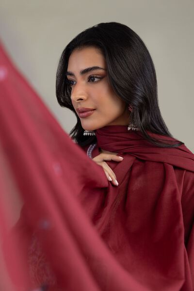 Embroidered | Lawn | Maroon Lawn Dupatta | AED 150.00