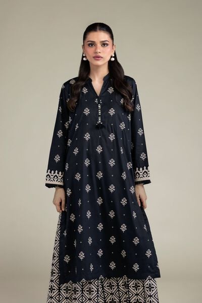 Printed | Cotton Viscose | Long V-Neck Kurta | AED 150.00