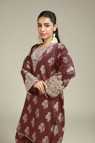 Embroidered | Satin | 2-Piece Tailored Set | AED 230.00
