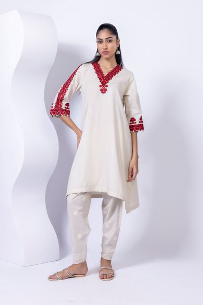 Embroidered | Crosshatch Poplin | Kurta | AED 60.00