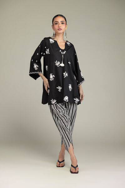 Embroidered | Cambric | Black Cambric Pants | AED 40.00