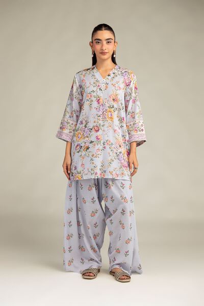 Printed | Raw Silk | Floral Silk Pants | AED 150.00