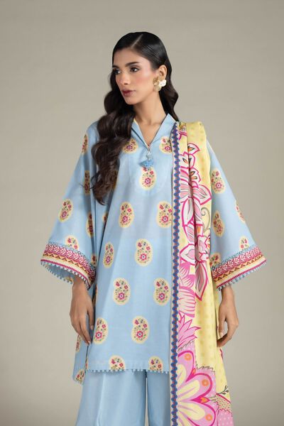 Printed | Cambric | Tailored 3-Piece Set | AED 75.00