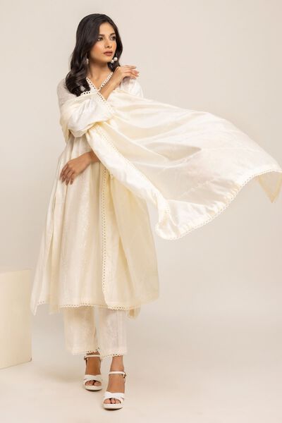 Dupatta | Embroidered, OFF-WHITE, hi-res