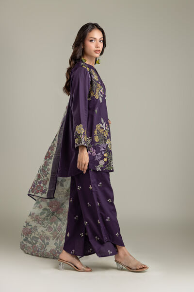 Embroidered | Textured Cotton | Pants | AED 150.00