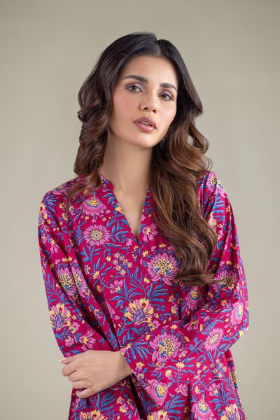 Printed | Cambric | Floral Longline Kurta | AED 100.00