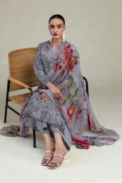 Embroidered | Raw Silk | Floral Silk Kurta | AED 150.00