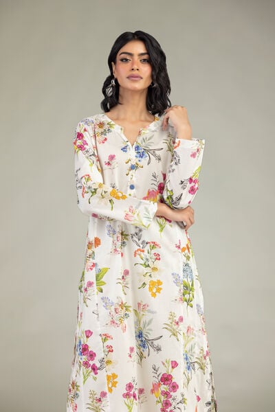 Embroidered | Cambric | Floral Longline Kurta | AED 100.00