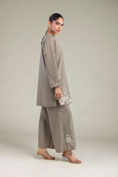 Embroidered | Cotton Dobby | Floral Cotton Pants | AED 130.00