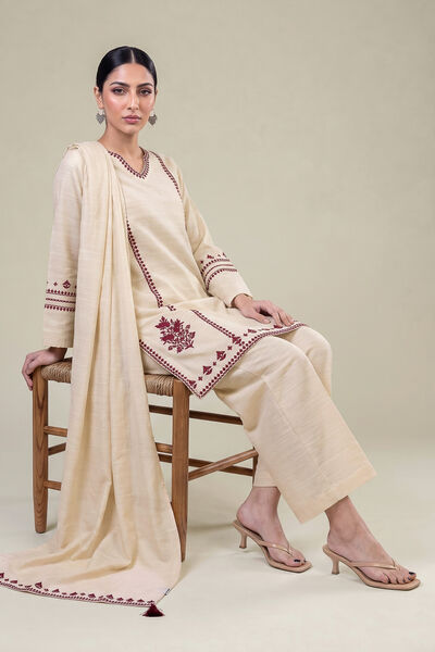 Embroidered | Light Khaddar | Floral Beige Dupatta | AED 150.00