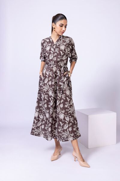 Printed | Dull Raw Silk | Maxi Dress | AED 42.00